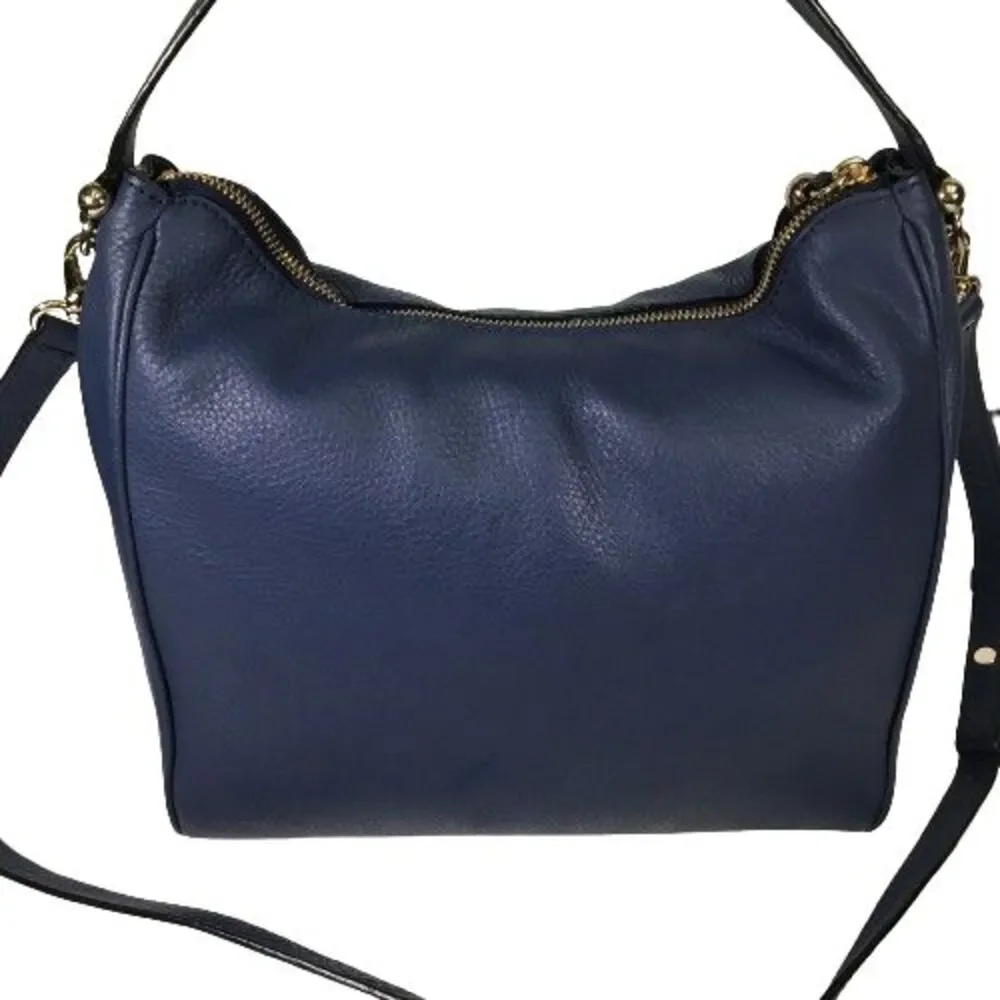 Kate Spade Charles Street Small Haven Navy Blue Leather Hobo Handbag Purse Bag